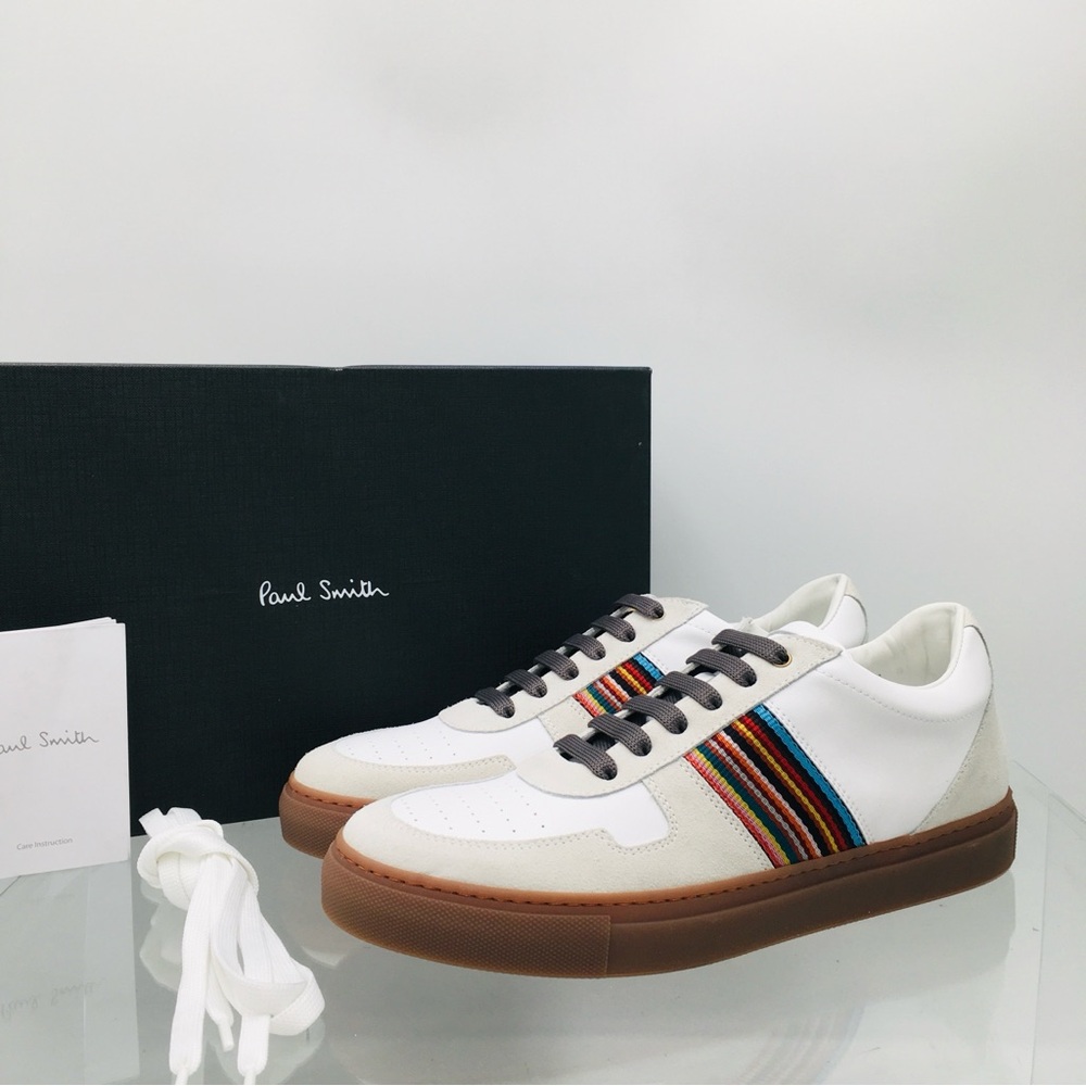 Paul Smith Fermi Gum Sole White Leather Men’s Sneakers Size US 7 M